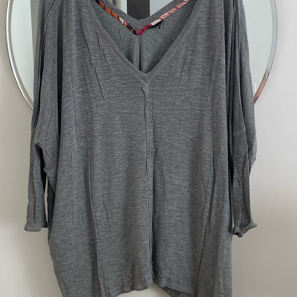 Elegant Charcoal V-Neck Blouse